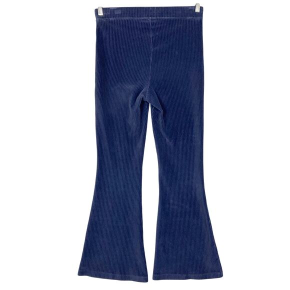 AERIE Pants L Blue Corduroy Flare Wide Stretch Pull-Up - Picture 3 of 14